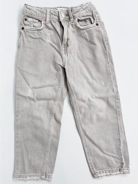 Zara Kids Grey Distressed Straight Leg Jeans - Size 6